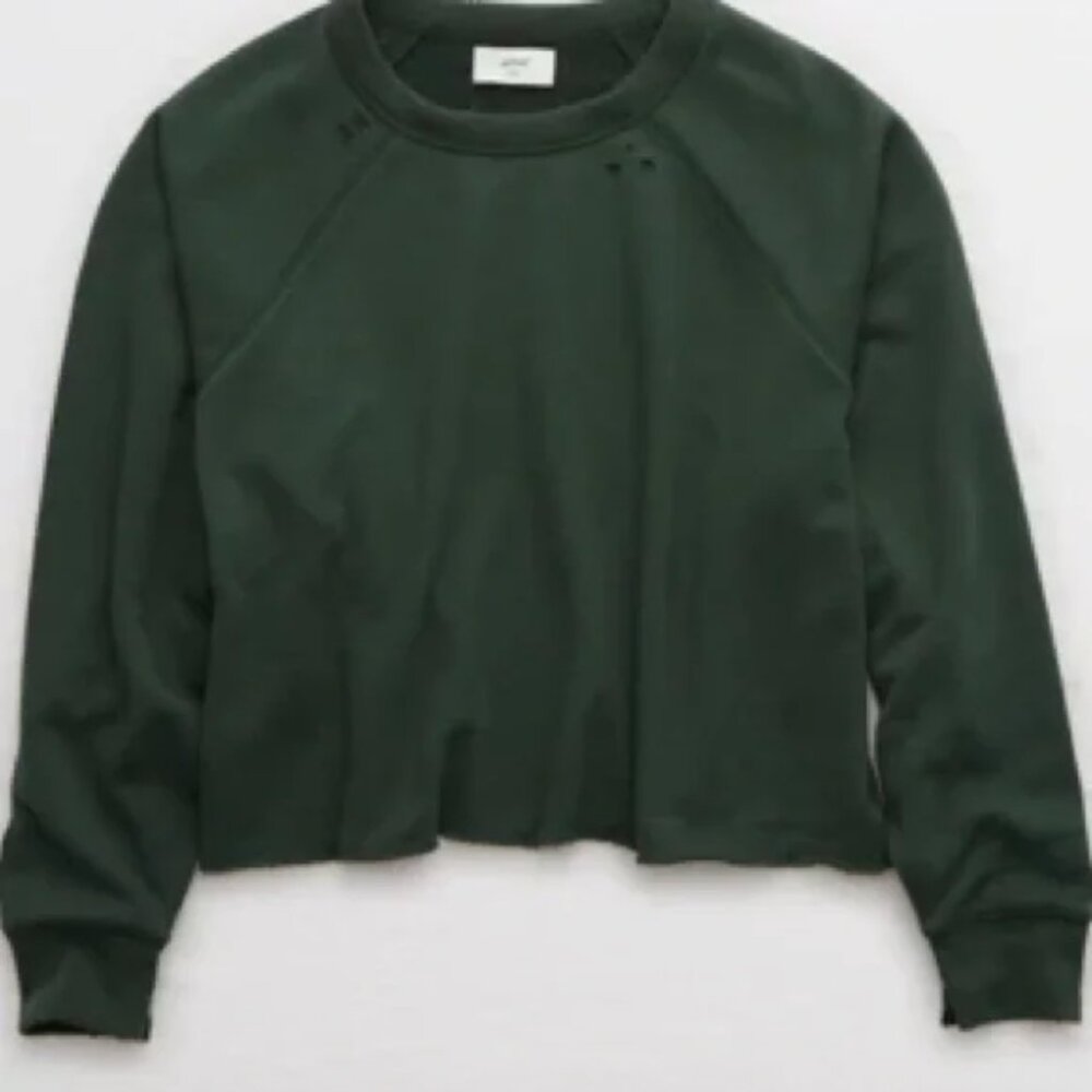 Aerie Sunday Soft Distressed Crew Sweatshirt